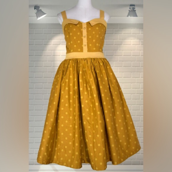 Lindy Bop Dresses & Skirts - Lindy Bop Mustard Polka Dot Dress